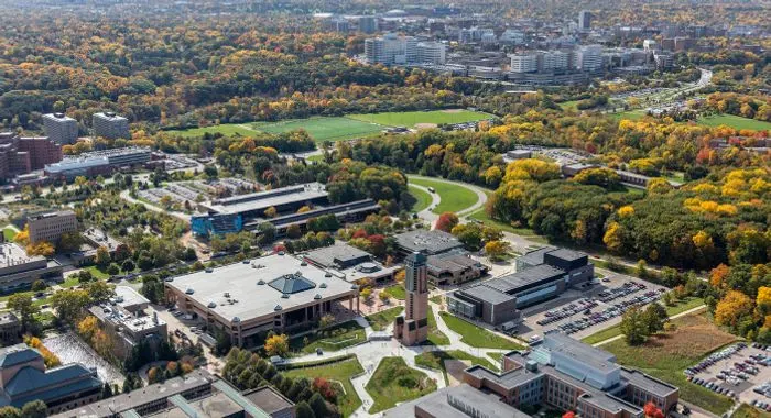 An aerial view of North Campus